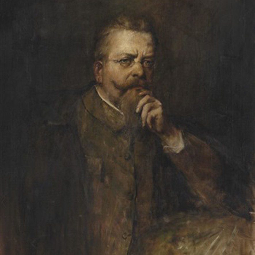 Oil self-portrait of German academic painter Ferdinand Leeke